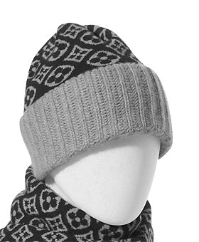 Louis Vuitton Knit Cap Hat Beanie BONNET SKI Cashmere Gray Black